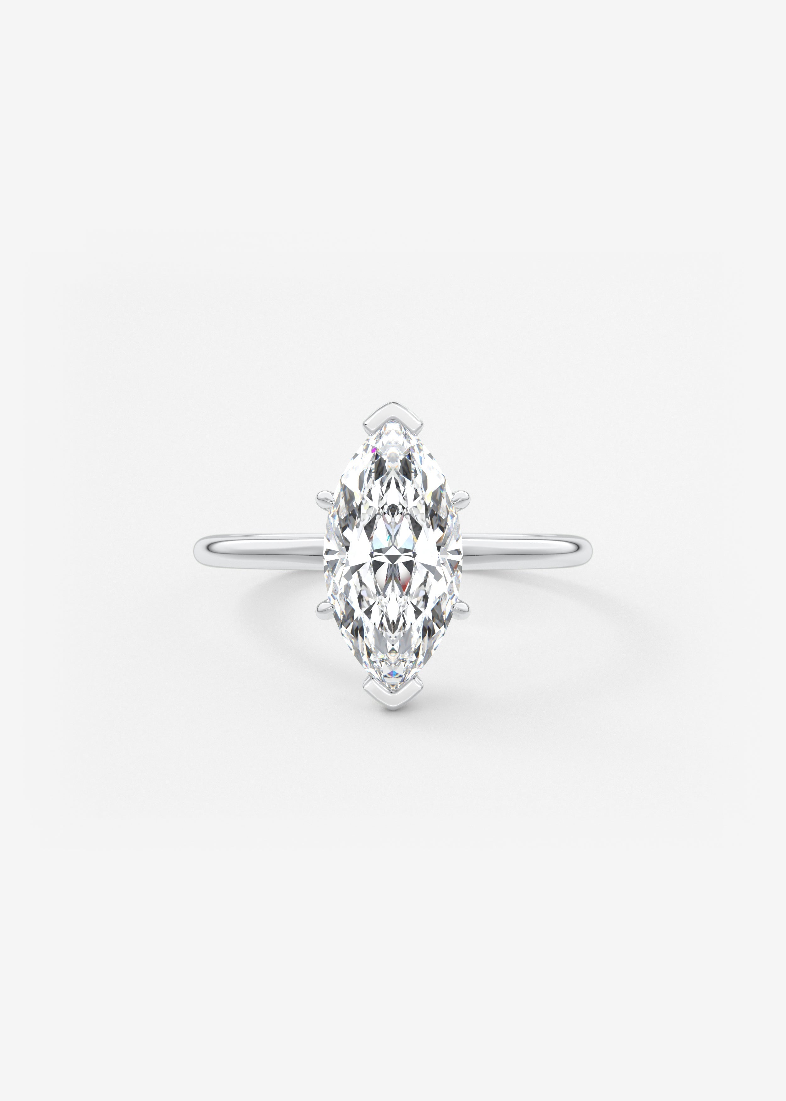 Marquise Three Stone Bezel Lab Grown Diamond Engagement Ring