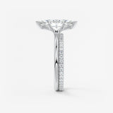 Marquise Three Stone Bezel Lab Grown Diamond Engagement Ring