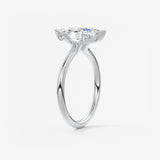 Marquise Three Stone Bezel Lab Grown Diamond Engagement Ring