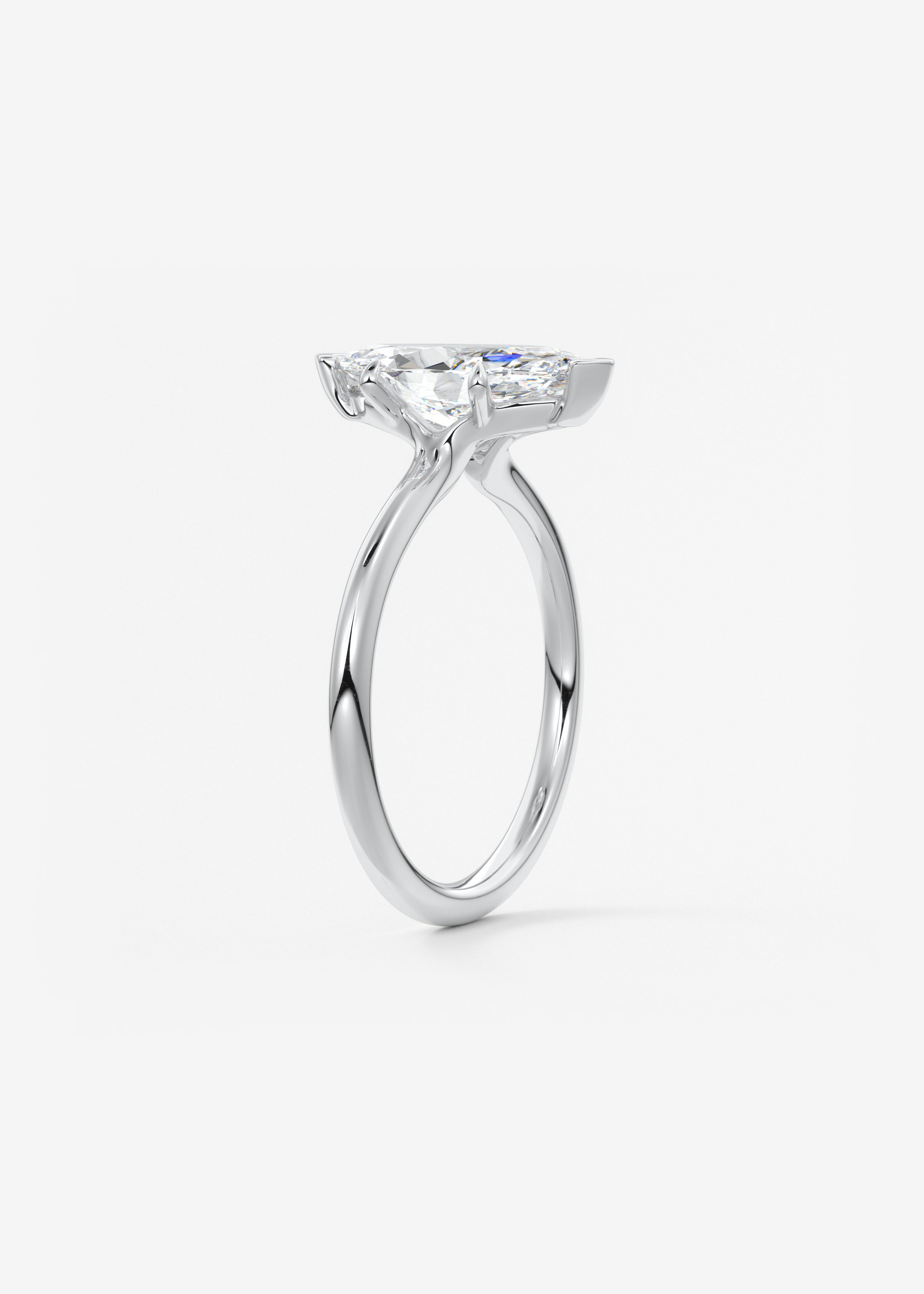 Marquise Three Stone Bezel Lab Grown Diamond Engagement Ring