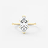 Marquise Three Stone Bezel Lab Grown Diamond Engagement Ring