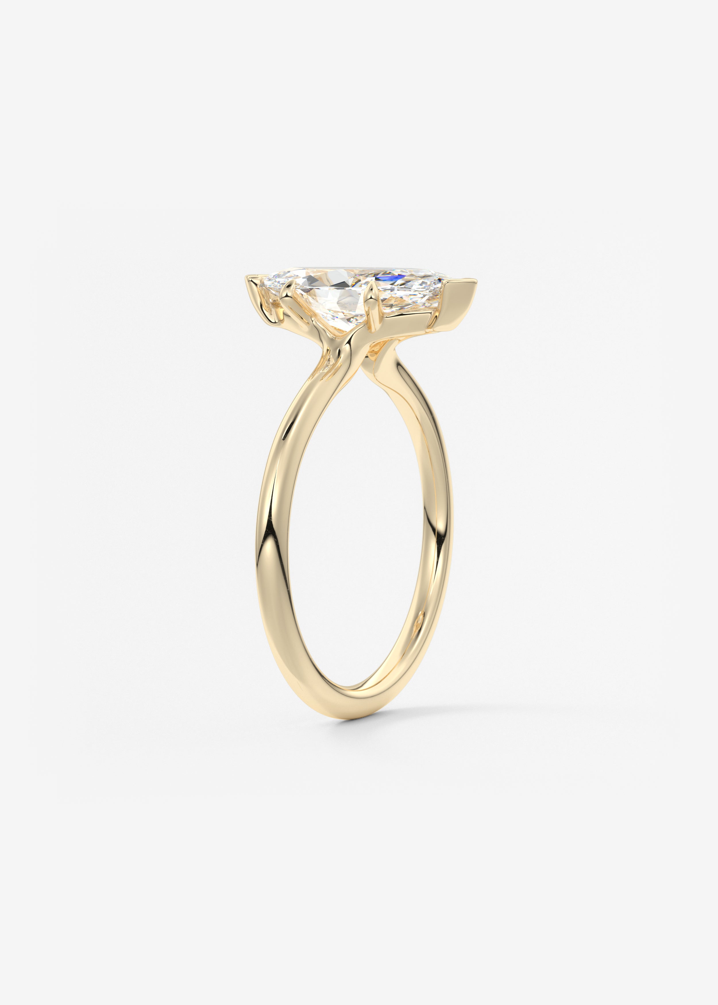 Marquise Three Stone Bezel Lab Grown Diamond Engagement Ring