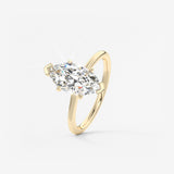 Marquise Three Stone Bezel Lab Grown Diamond Engagement Ring