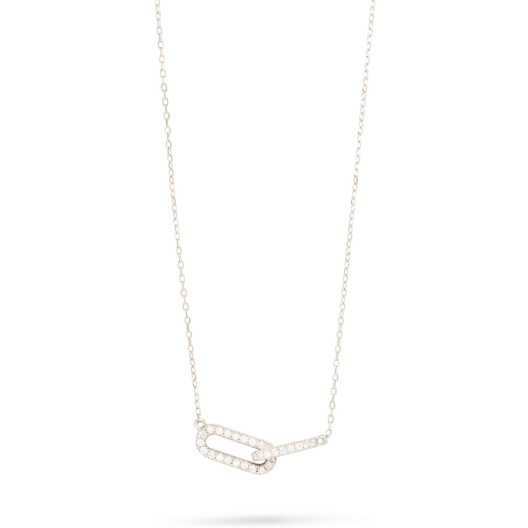 0.30 CT Round Moissanite Diamond Linked Up Pendant Necklace in Solid Gold 4