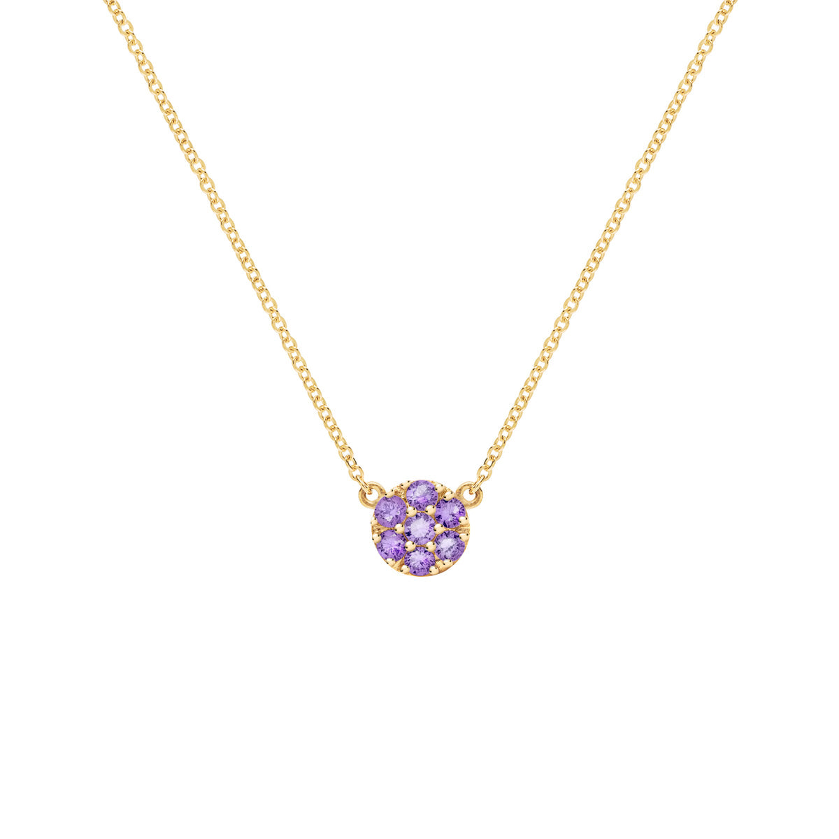0.84 TCW Round Amethyst Lab Made Diamond-February Birthstone Necklace 1