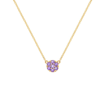 0.84 TCW Round Amethyst Lab Made Diamond-February Birthstone Necklace 1