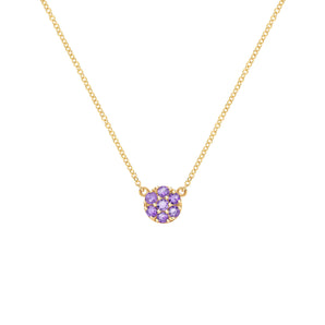 0.84 TCW Round Amethyst Lab Made Diamond-February Birthstone Necklace