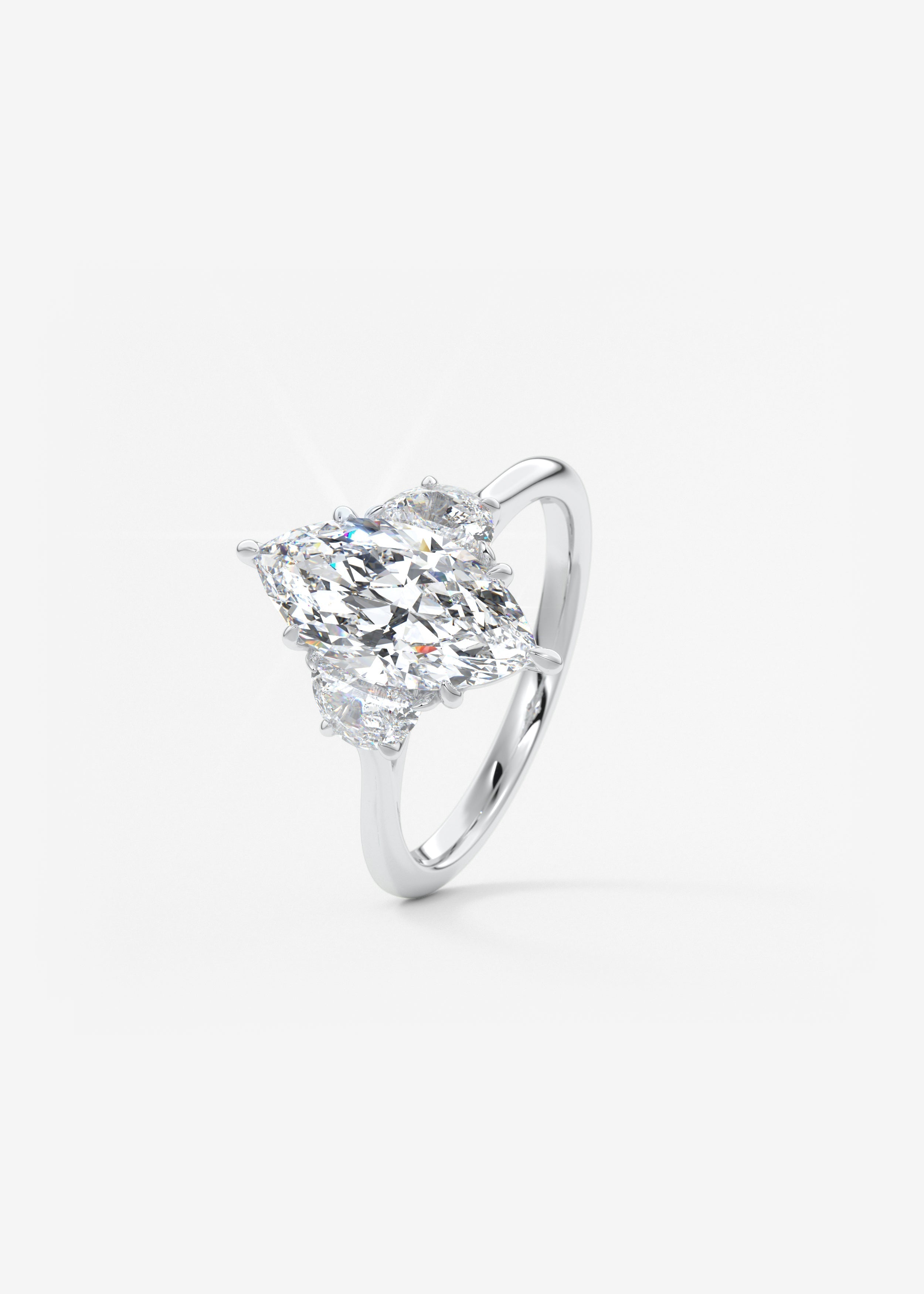 Marquise Three Stone Lab Grown Diamond Engagement Ring