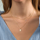 0.20 CT Round Moissanite Diamond Initial Asymmetric Necklace in Solid Gold 30
