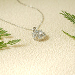 2.0 CT Round Moissanite Diamond Floral Halo  Pendant Necklace in Solid Gold 5