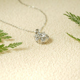 2.0 CT Round Moissanite Diamond Floral Halo  Pendant Necklace in Solid Gold 5
