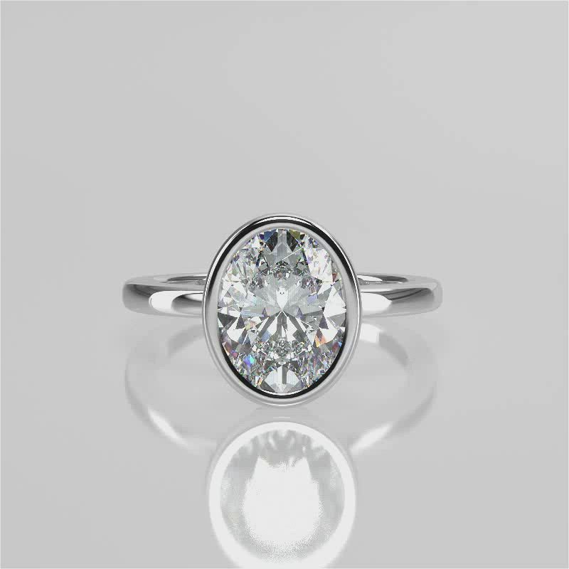 Stunning 2.11 CT Oval Moissanite Engagement Ring with Bezel Design 4