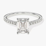 Stunning 1.0-2.0 CT Emerald Moissanite Engagement Ring with Pave Design 4