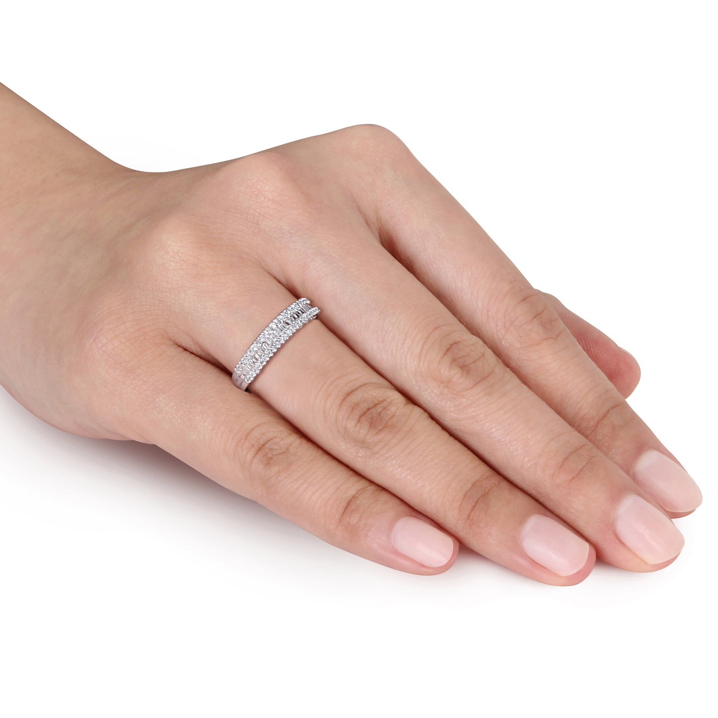 Round Cut Cubic Zirconia in 925 Sterling Silver Wedding Bands 9