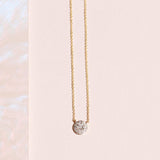 0.50 CT Round Moissanite Diamond Cluster Pendant Necklace in Solid Gold 7