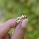 0.84 TCW Round Peridot Lab Made Diamond-August Birthstone Studs 8