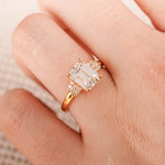 Stunning 1.0 - 2.0 CT Emerald Moissanite Engagement Ring With Cluster Design 4