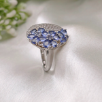6.5 CT Round Floral Cluster Style Lavender-Blue Tanzanite Ring 4