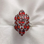 3.0 TCW Marquise and Round Cut Red Garnets Ring 1