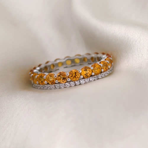 3 TCW Round Yellow Citrine Full Eternity Wedding Band 1