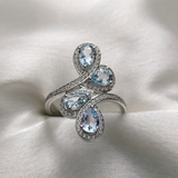 2.0 TCW Pear & Round Cut Aquamarine Ring 1