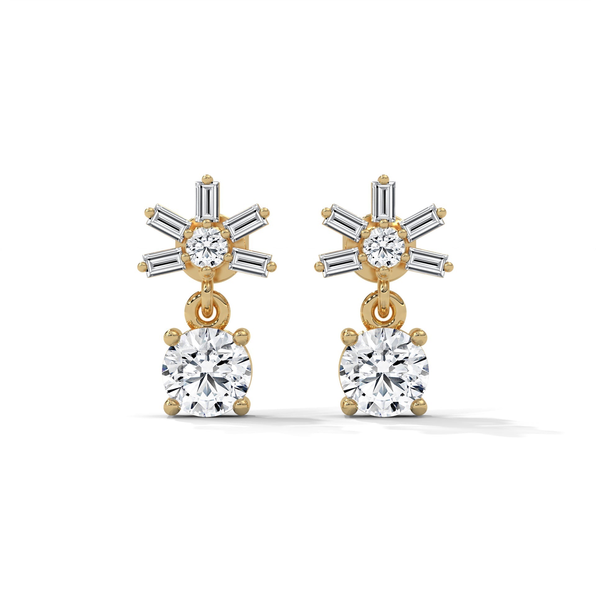 1 TCW Round & Baguette Cut Moissanite Huggies Earrings