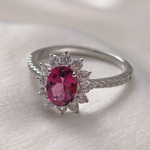 2.0 CT Oval Cut Halo & Pave Style Pink Sapphire Ring 1