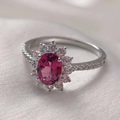 2.0 CT Oval Cut Halo & Pave Style Gemstone Ring