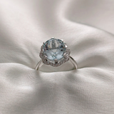 3.0 CT Oval Cut Halo Style Aquamarine Ring 1