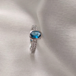 1.0 CT Oval Cut Pave BlueTopaz Ring 2