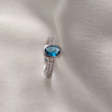 1.0 CT Oval Cut Pave BlueTopaz Ring 2