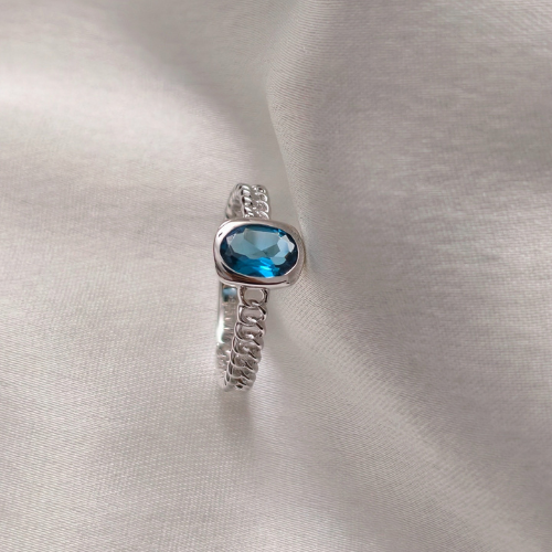 1.0 CT Oval Cut Pave BlueTopaz Ring 2