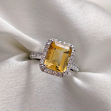 3 CT Emerald Cut Pave Style Citrine Ring 1