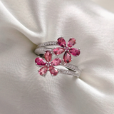 2.5 TCW Pear Stones Flower Style Pink Tourmaline Ring 1