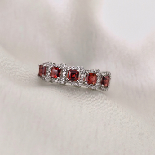 2.5 TCW Red Garnets Full Eternity Wedding Band 2
