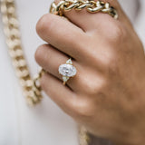 4.0 CT Oval Moissanite Ring Featuring Cluster Style 10