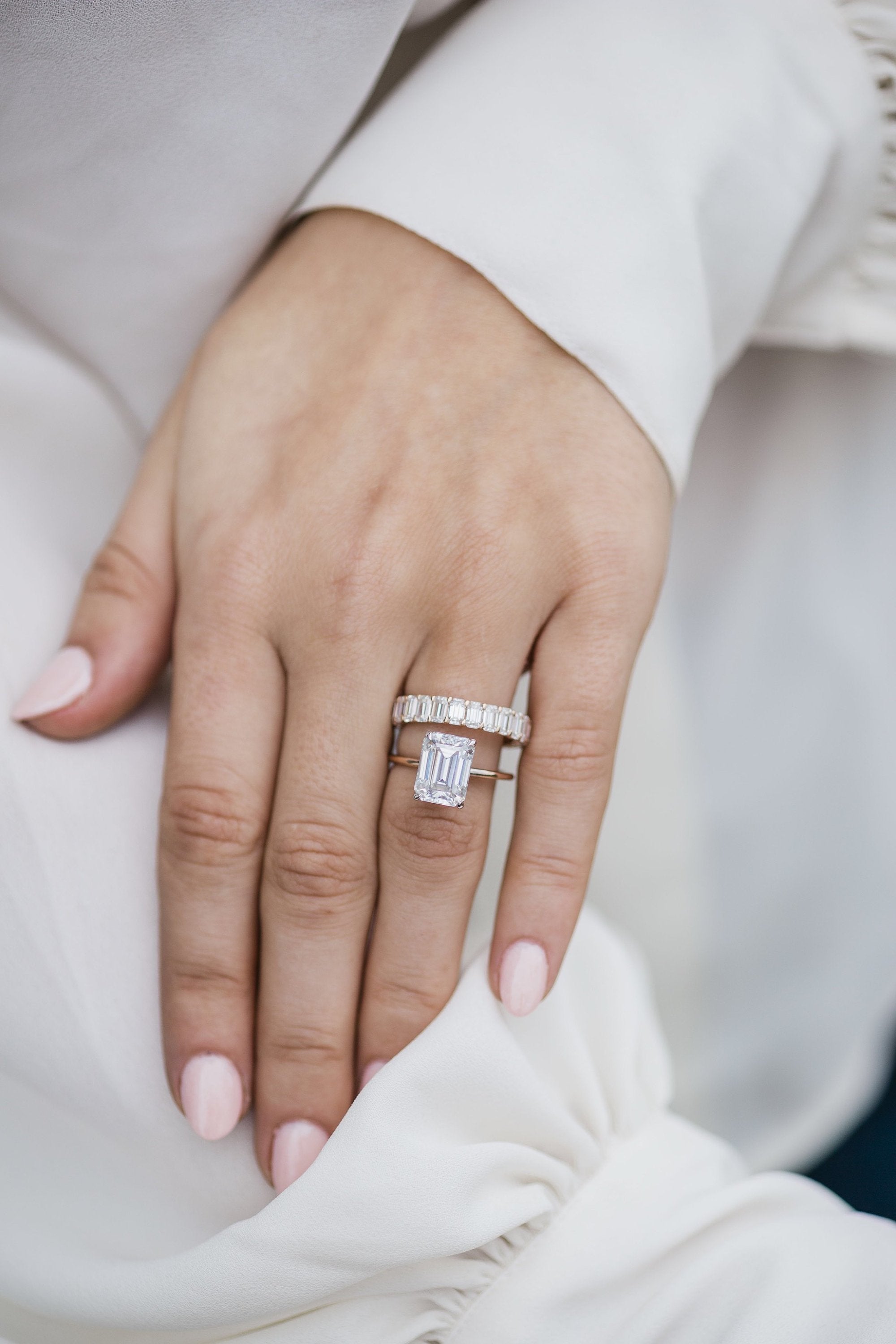 3.50 CT Emerald Moissanite Ring Featuring Hidden Halo Style 5
