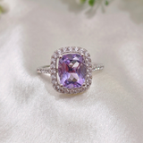2.0 CT Cushion Cut Halo & Pave Style Pale Amethyst Ring 1