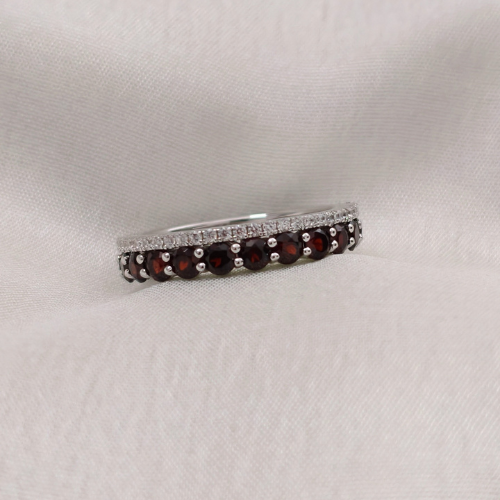 3.0 TCW Red Garnets Full Eternity Wedding Band 1