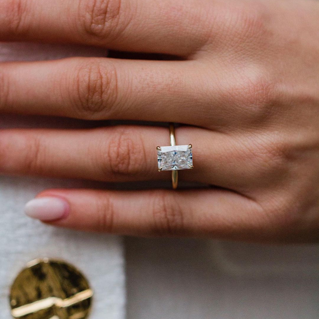 3.0 CT Radiant Moissanite Ring Featuring Hidden Halo Style 1