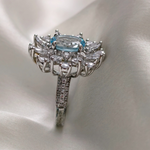 2.0 CT Oval Cut Floral Style  Aquamarine Ring 2