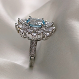 2.0 CT Oval Cut Floral Style  Aquamarine Ring 2