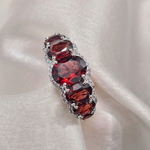5.0 TCW Oval Cut Pave Style Red Garnets Engagement Rings 2