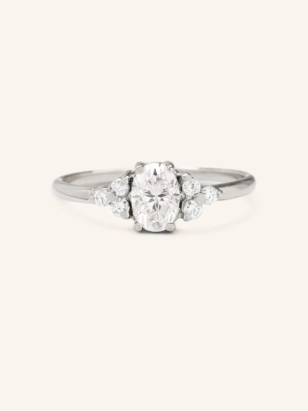 Stunning 1 CT Oval Moissanite Engagement Ring With Three Stone Design 3