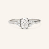 Stunning 1 CT Oval Moissanite Engagement Ring With Three Stone Design 3