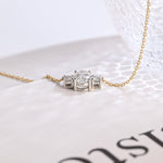 1.0 TCW Oval Moissanite Diamond Three Stone Pendant Necklace in Solid Gold 8