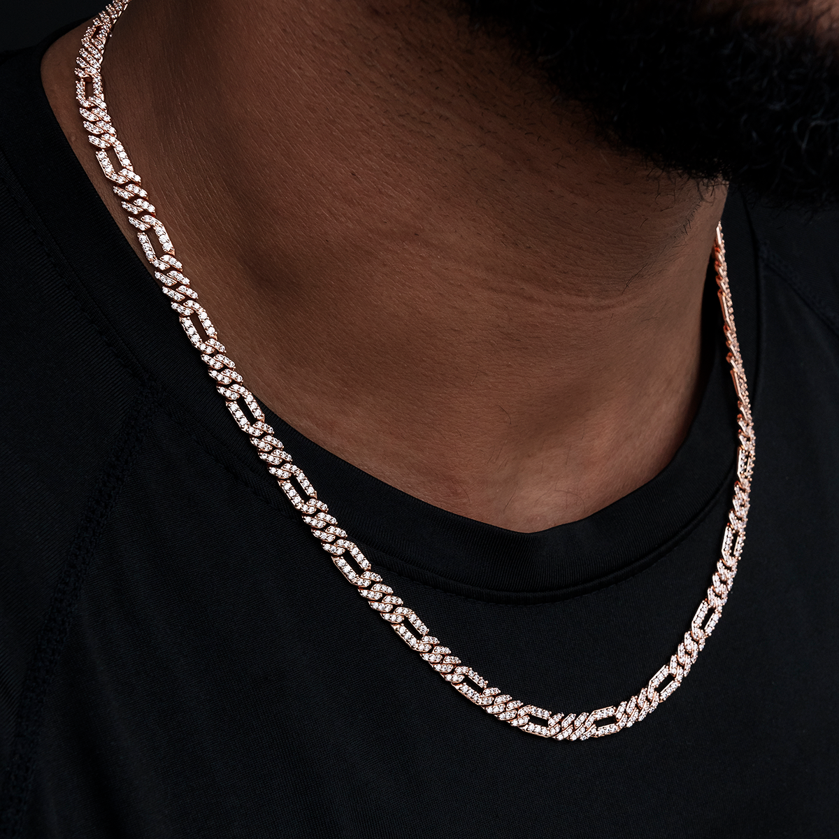 35 CT Round Moissanite Diamond Figaro Chain Silver Necklace For Him 2