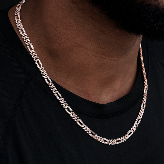 35 CT Round Moissanite Diamond Figaro Chain Silver Necklace For Him 2