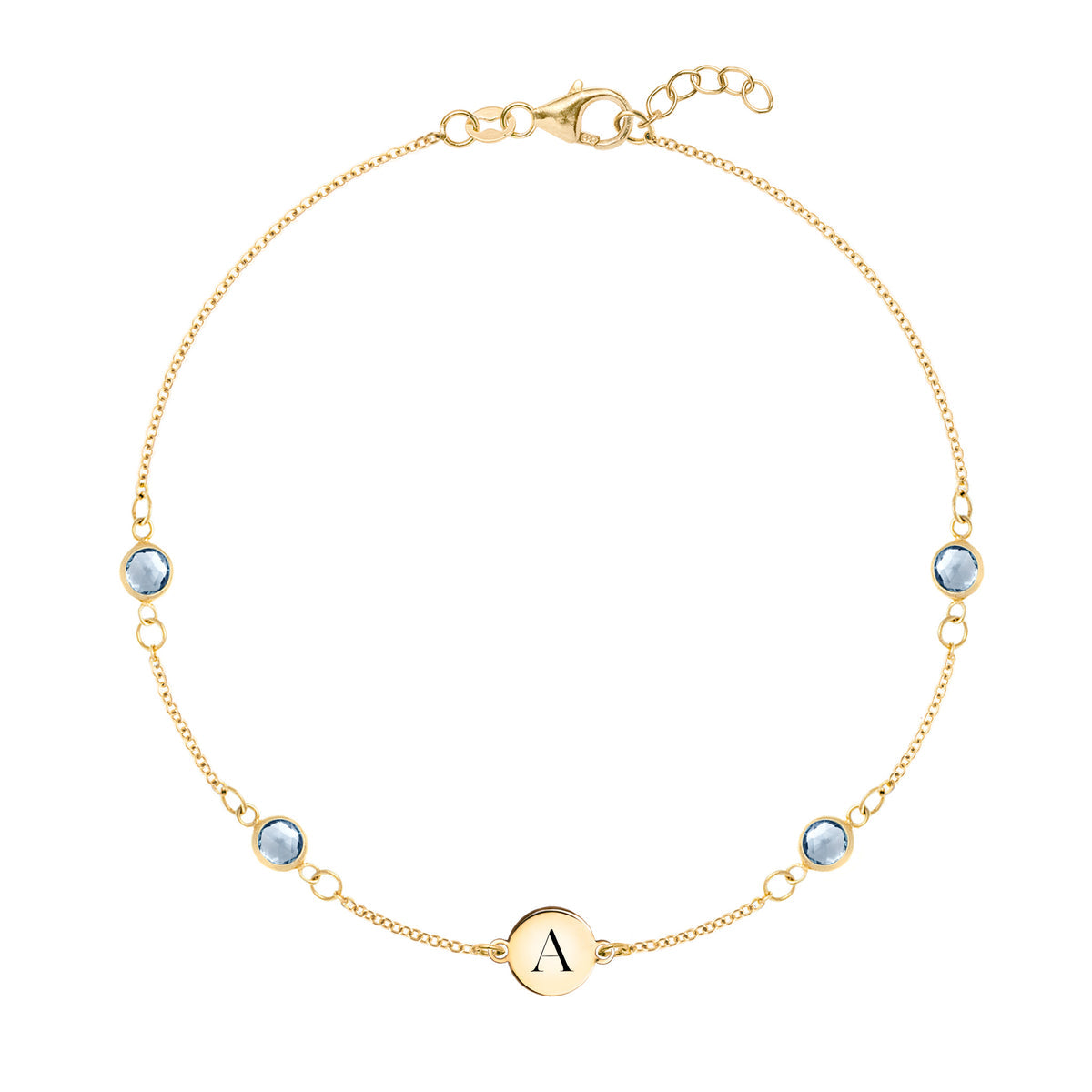 1.0 TCW Round Aquamarine Lab Made Diamond- March Birthstone Bracelet 1