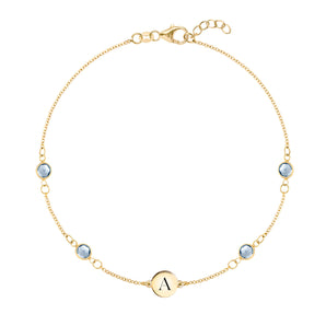 1.0 TCW Round Aquamarine Lab Made Diamond- March Birthstone Bracelet